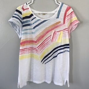Anthropologie Little Yellow Button Watercolor Tee